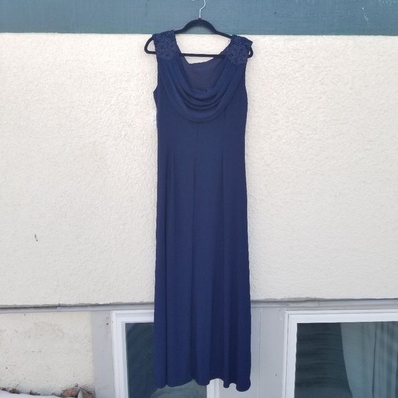 NWT Alex Evenings Brocade Bodice Empire Waist Gown navy size 16 - Picture 2 of 9